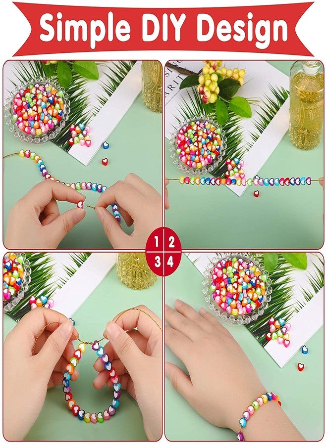 كون مجموعة كاون من 100 قطعة من خرز الأكريليك على شكل قلب مقاس 8 مم لصنع المجوهرات بنفسك - Image 4